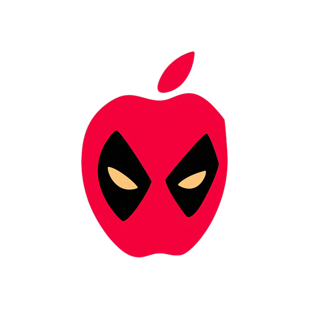 deadpool apple logo superhero parody sticker