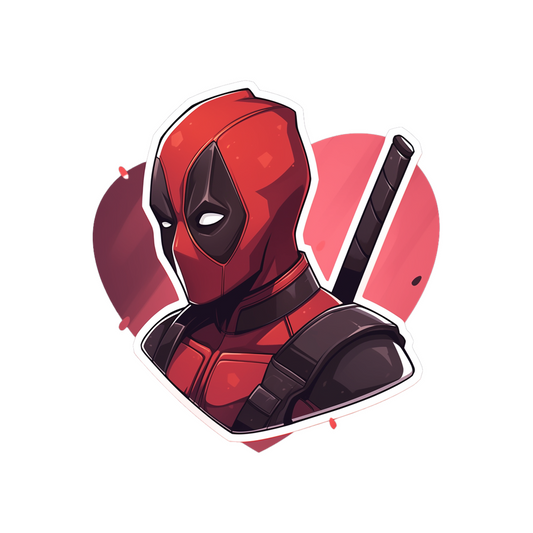 deadpool love heart sticker