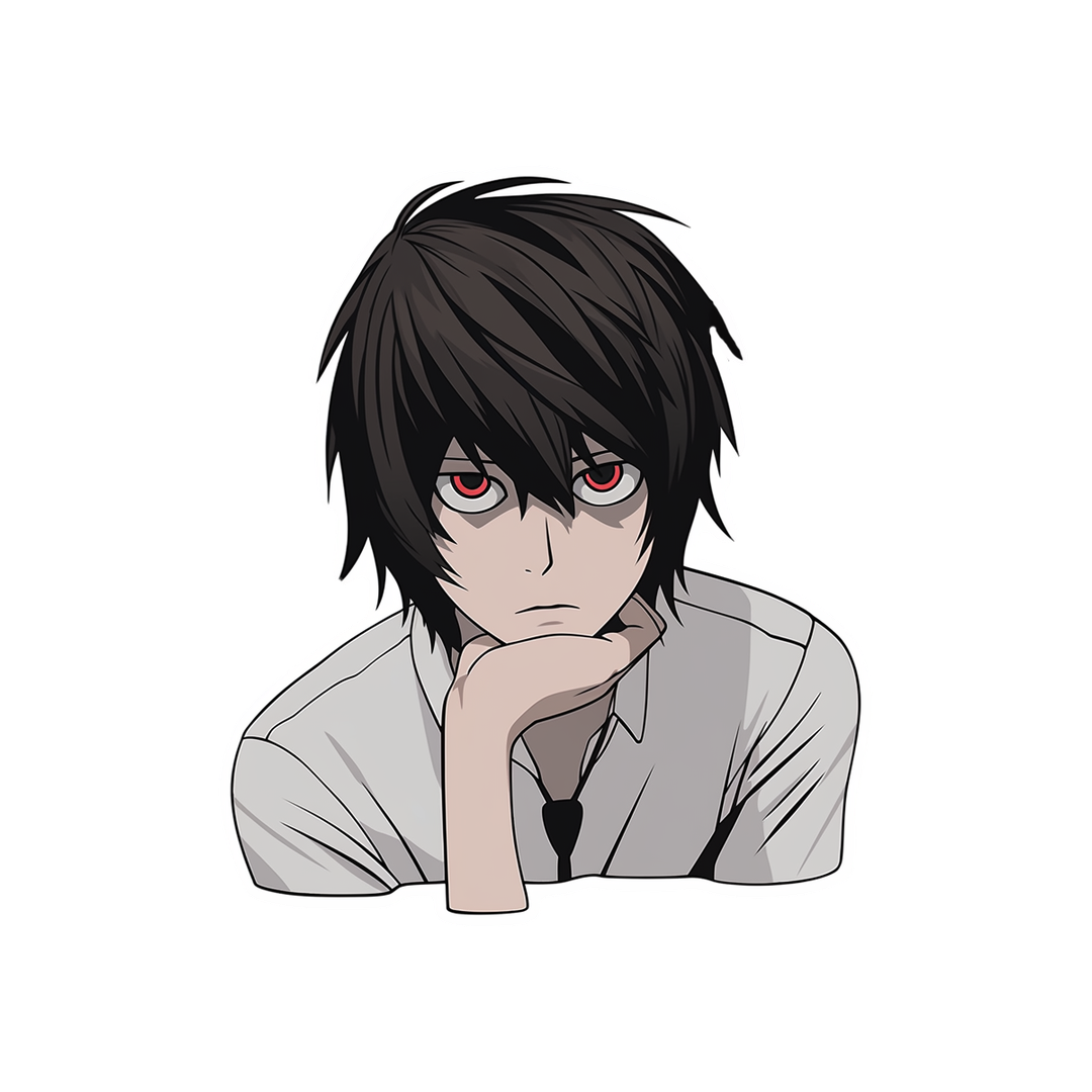 death note l with red eyes sticker