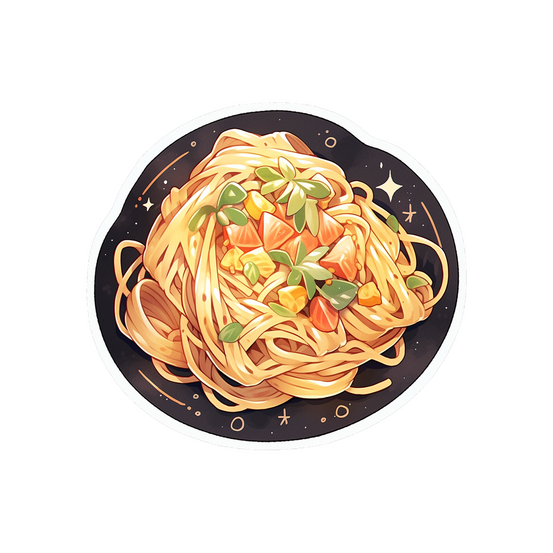 delicious pasta round sticker