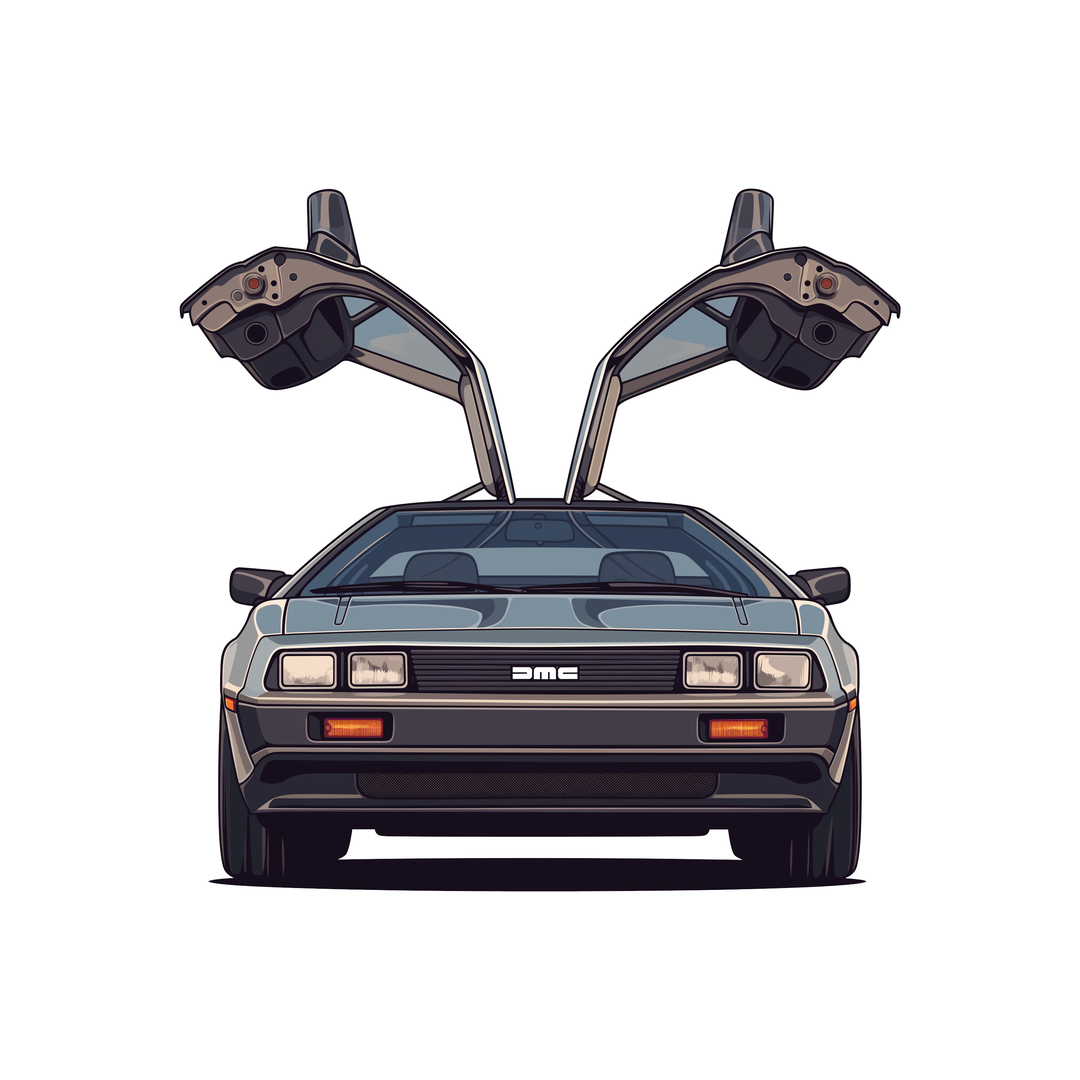 delorean dmc 12 gullwing car sticker