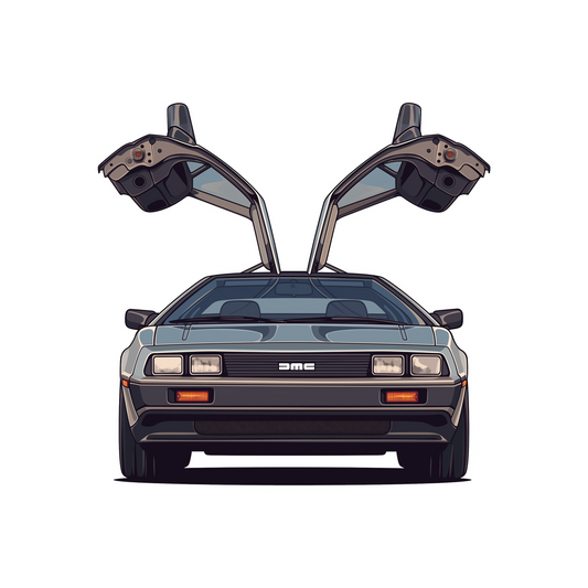 delorean dmc 12 gullwing car sticker