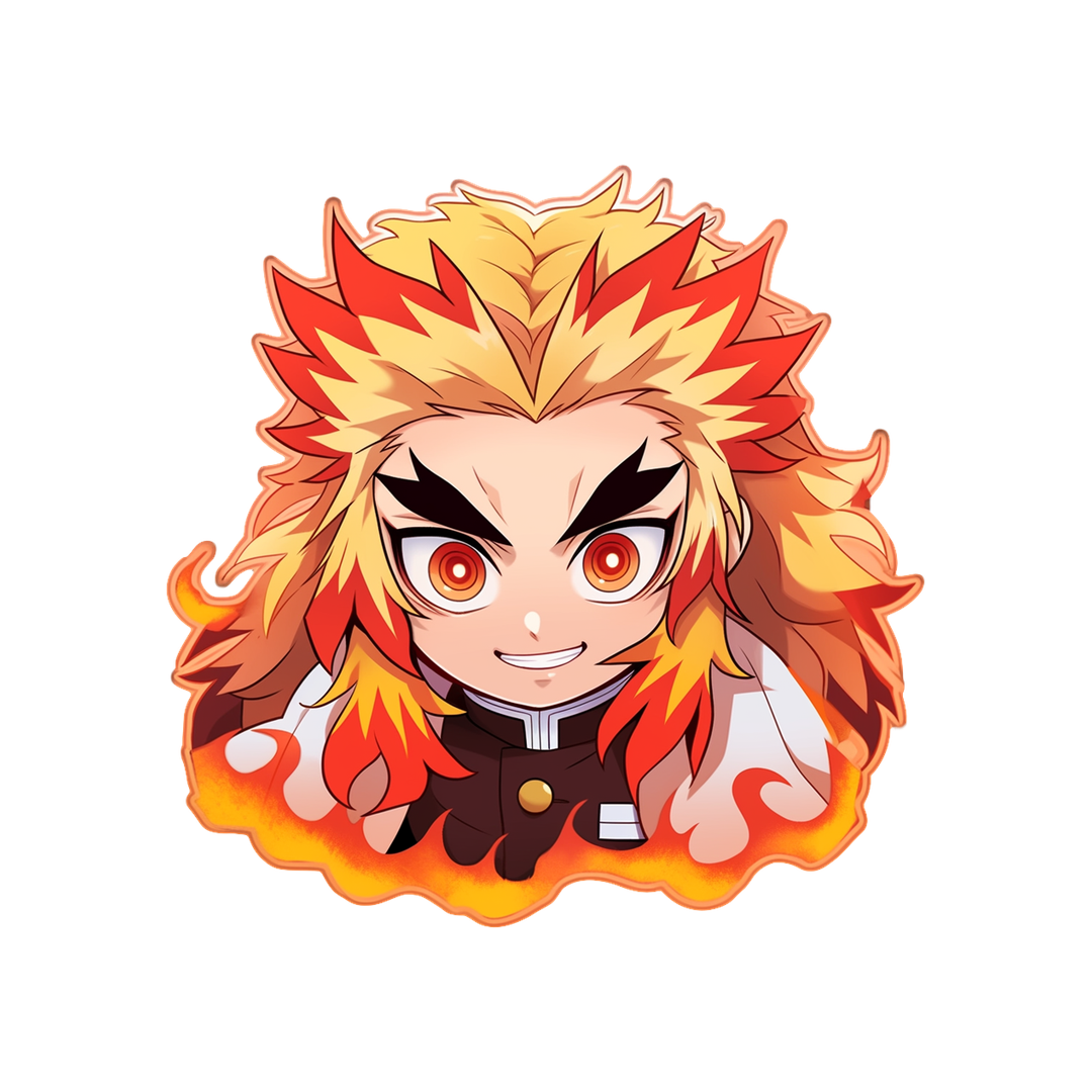 demon slayer chibi rengoku orange stroke sticker