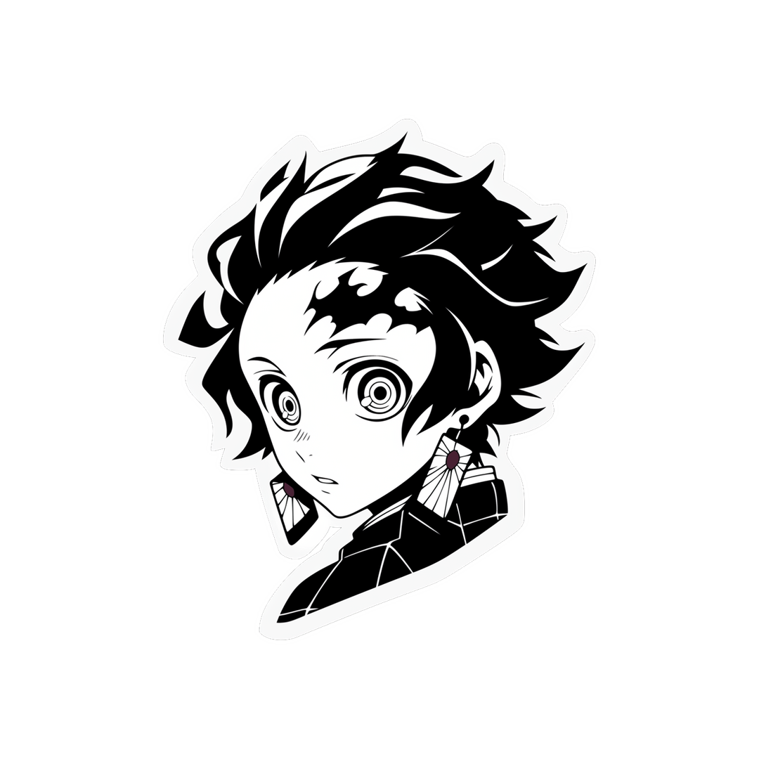 demon slayer tanjiro black white sticker