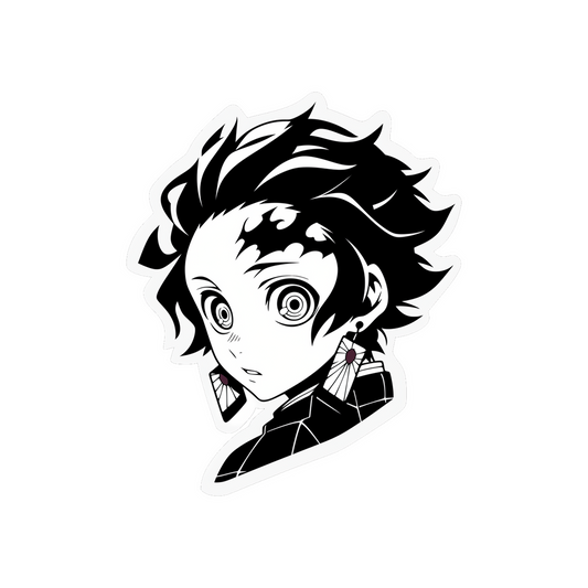 demon slayer tanjiro black white sticker