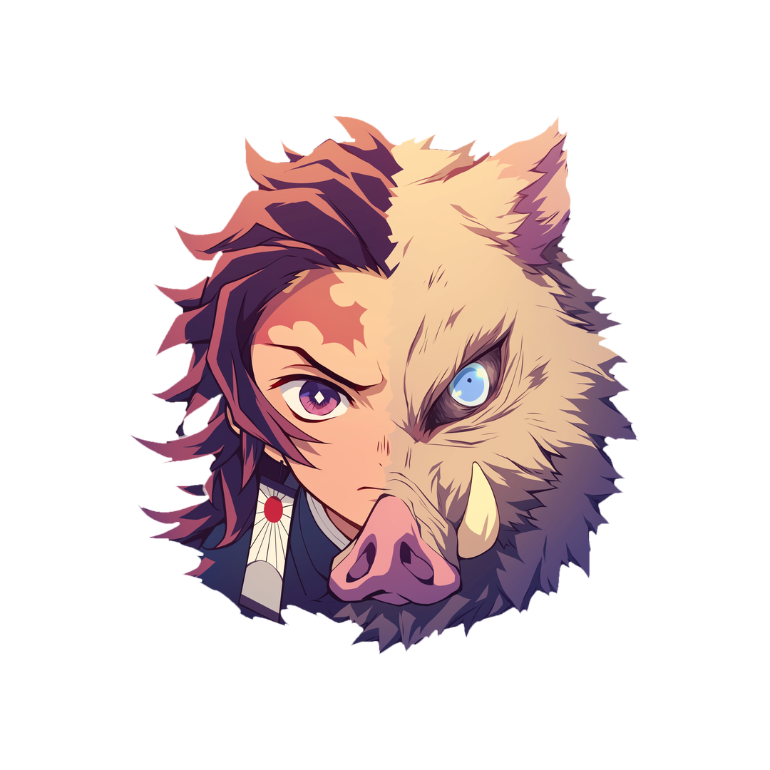 demon slayer tanjiro half inosuke sticker