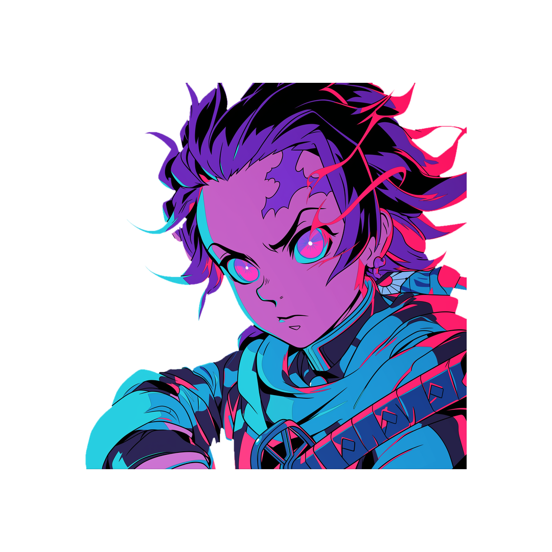 demon slayer tanjiro kamado neon aura sticker