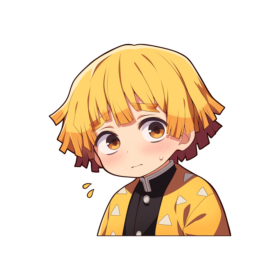 demon slayer zenitsu nervous sticker