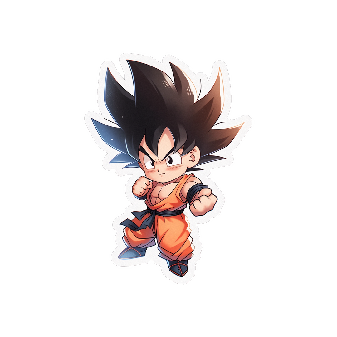 dragon ball chibi goku in fighting stance sticker