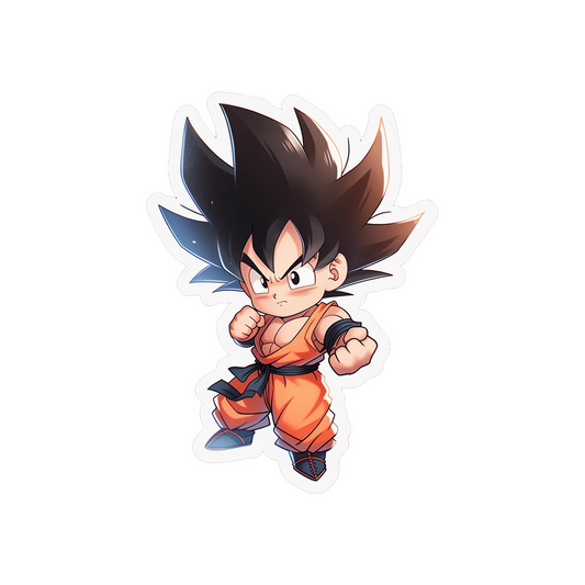 dragon ball chibi goku in fighting stance sticker