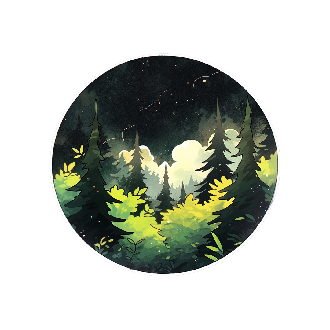 forest and night sky aesthetic sticker