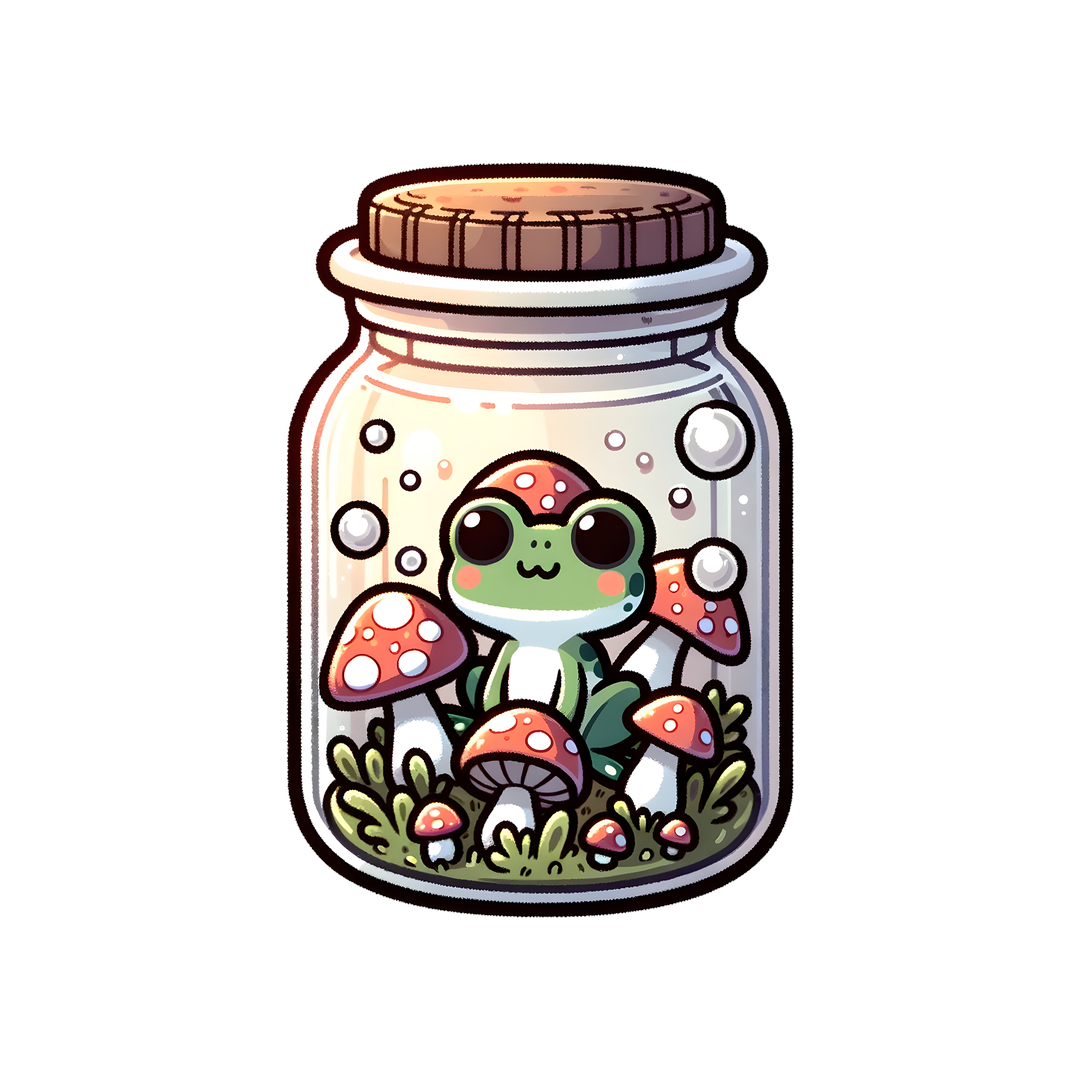frog in mushroom jar sticker