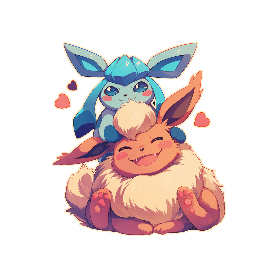 glaceon and flareon cuddling sticker