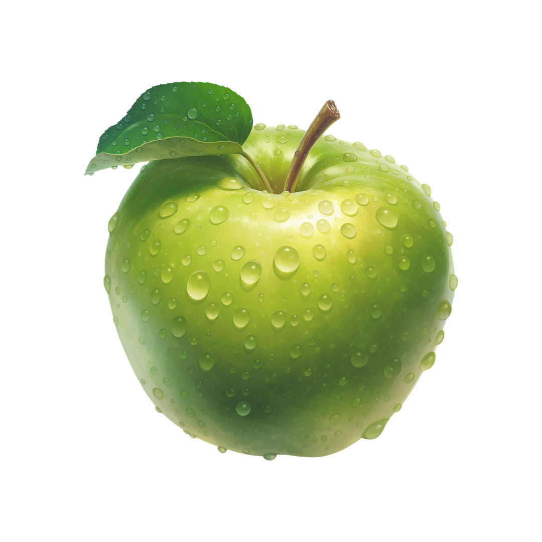 green apple water drops clipart
