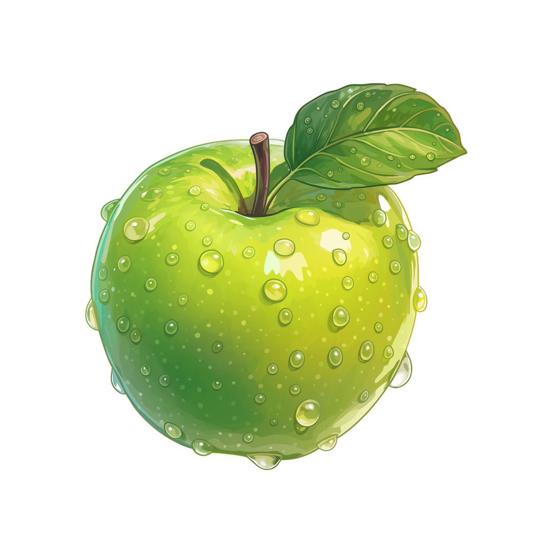 green apple with water drops sticker