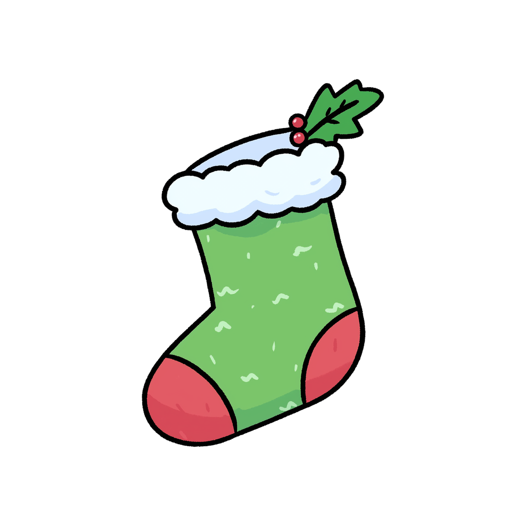 green christmas stocking sticker