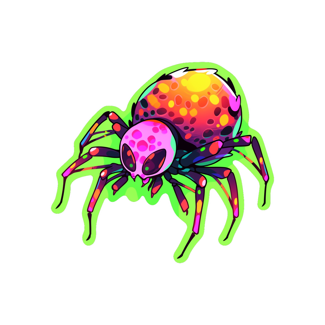 halloween colorful spider green stroke sticker