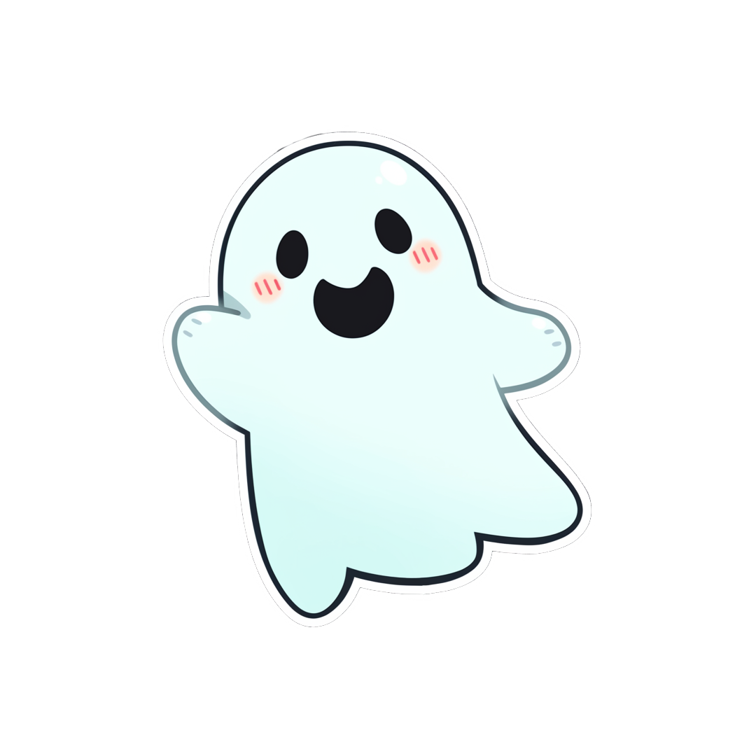 halloween cute ghost waving hand sticker