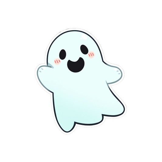 halloween cute ghost waving hand sticker