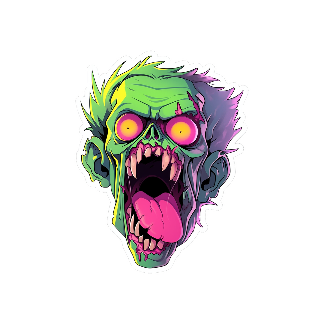 halloween green zombie head sticker