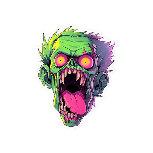 halloween green zombie head sticker