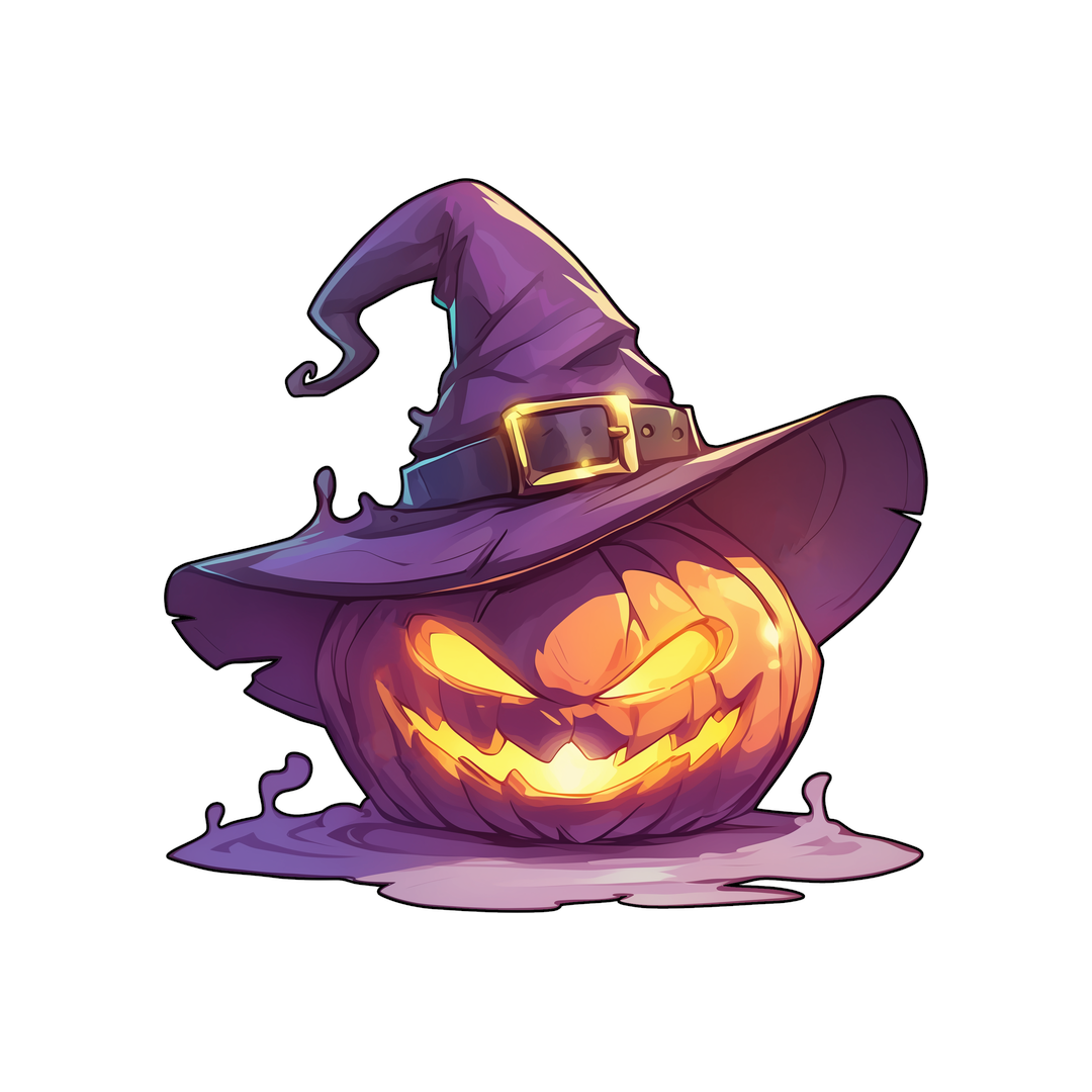 halloween pumpkin witch hat sticker