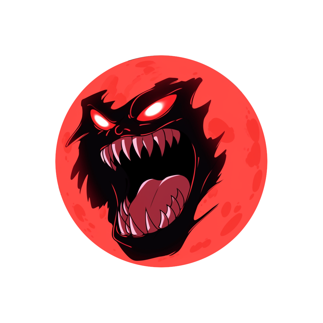 halloween red monster moon sticker
