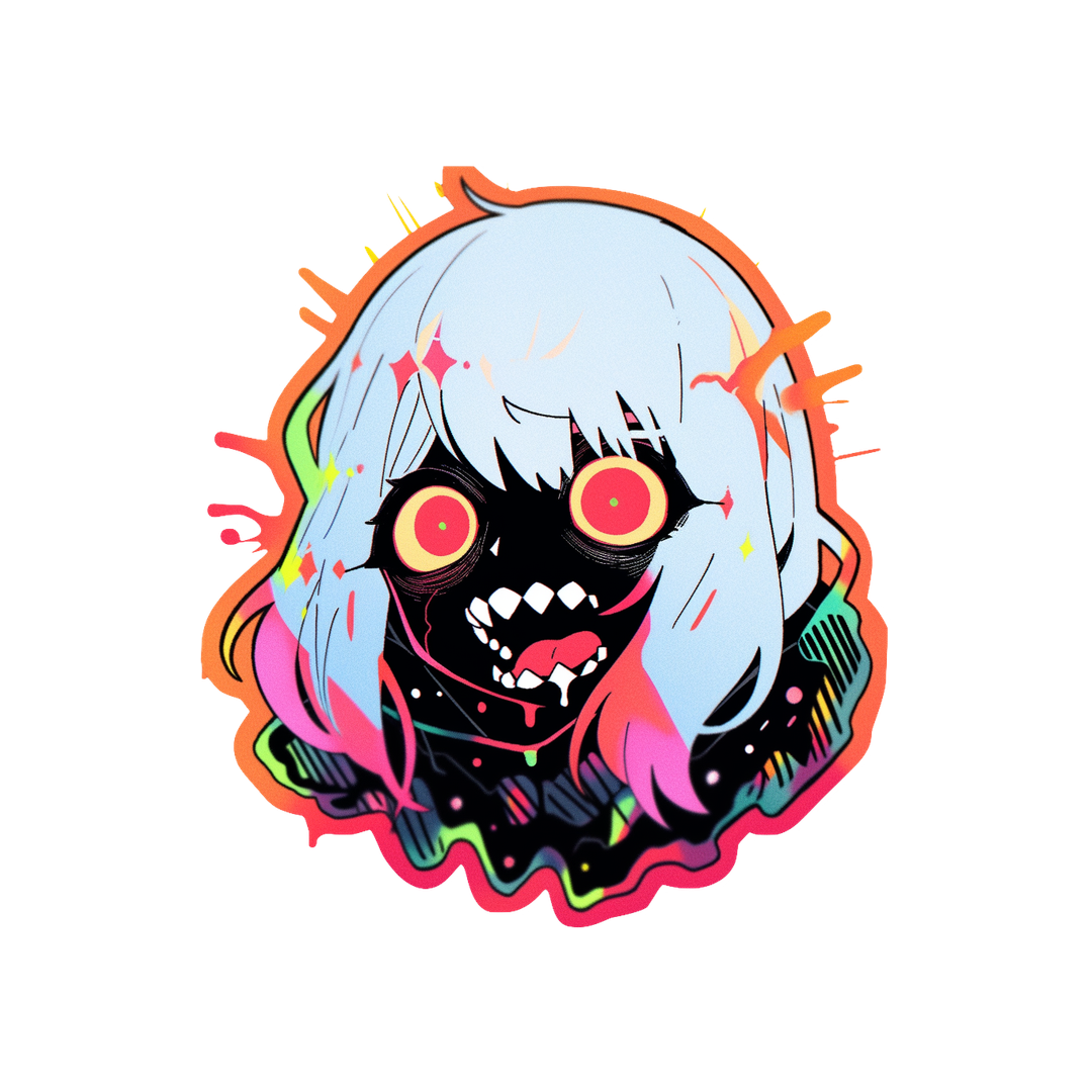 halloween scary zombie girl colorful sticker