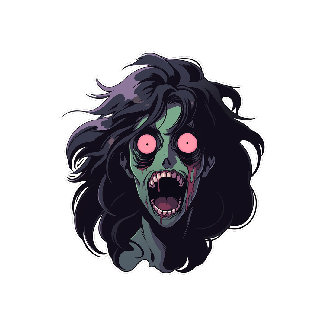 halloween scary zombie girl sticker