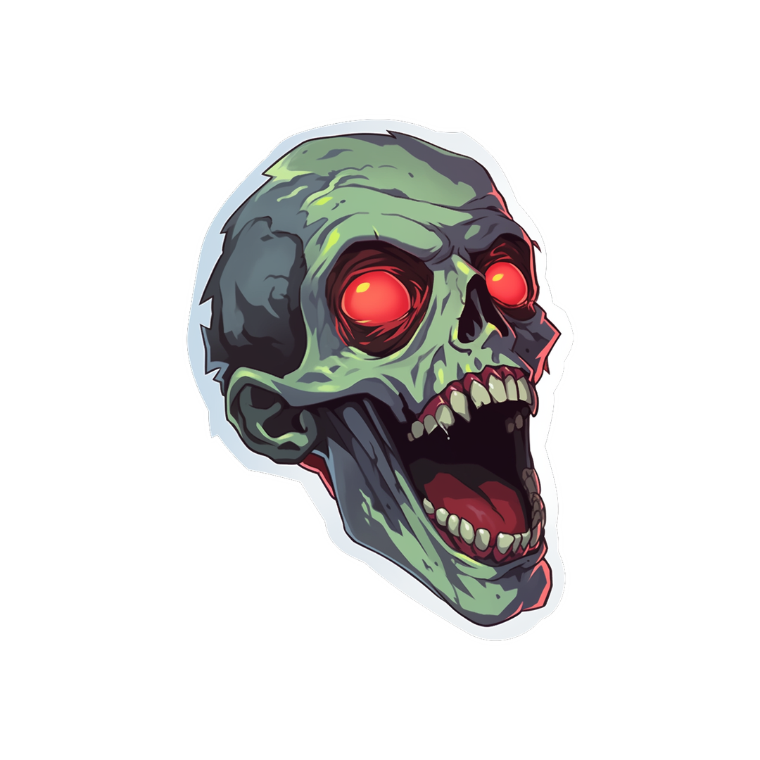 halloween spooky zombie head sticker