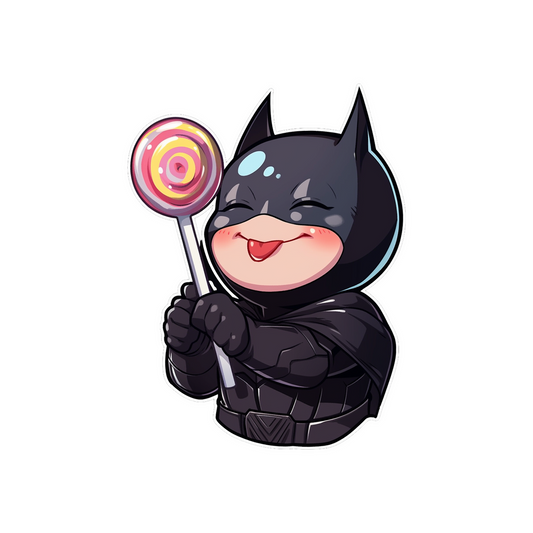 happy kid batman with a lollipop sticker