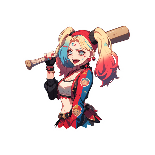 harley quinn with a bat dc comic sticker