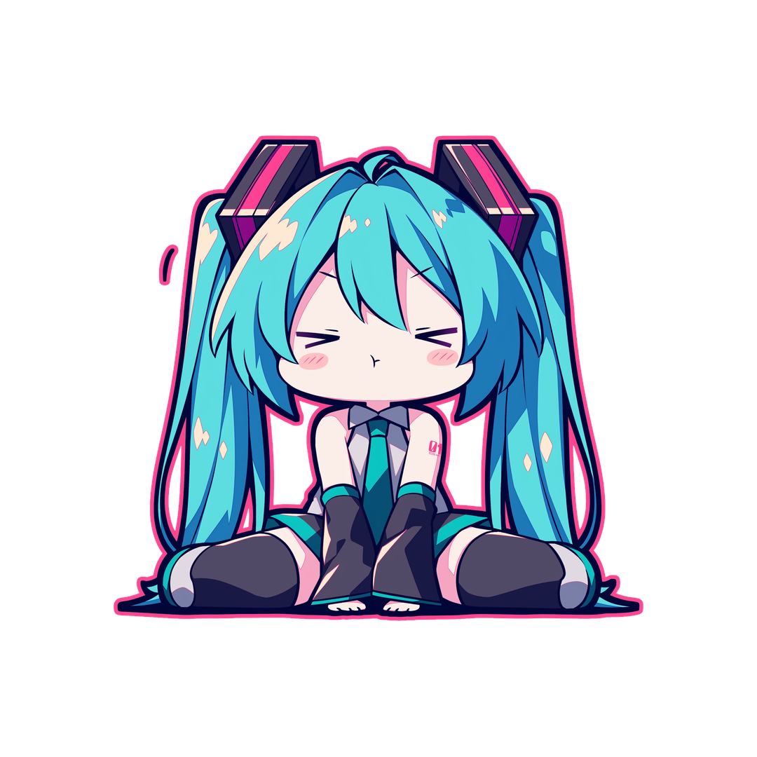 hatsune miku chibi crossed arms sit clipart sticker