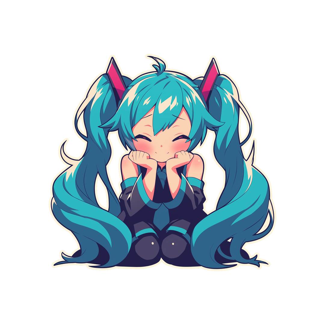 hatsune miku chibi happy sit clipart sticker
