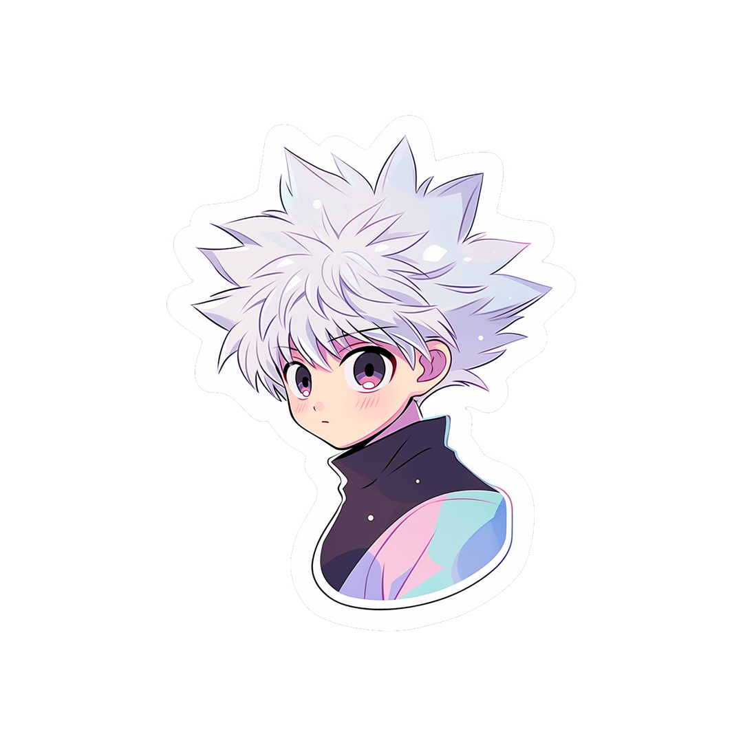 hunter x hunter killua with big eyes sticker