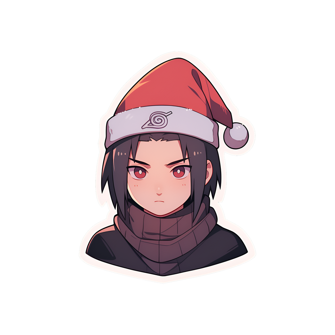 itachi uchiha in christmas hat sticker