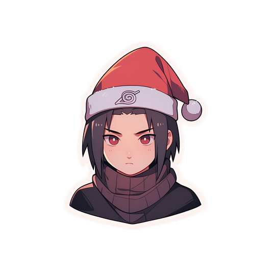 itachi uchiha in christmas hat sticker