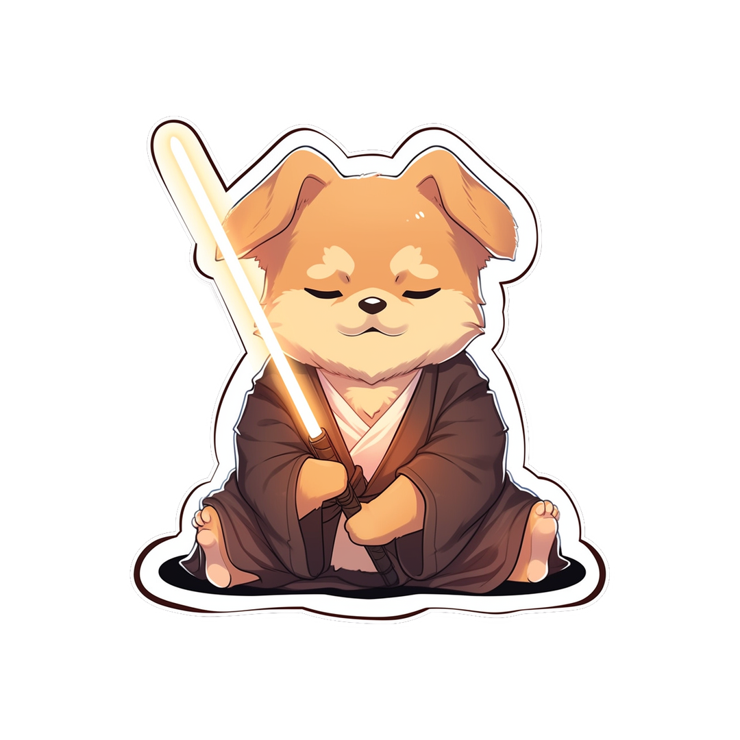 jedi dog with lightsaber sticker