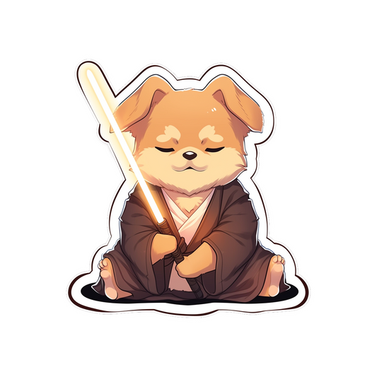 jedi dog with lightsaber sticker