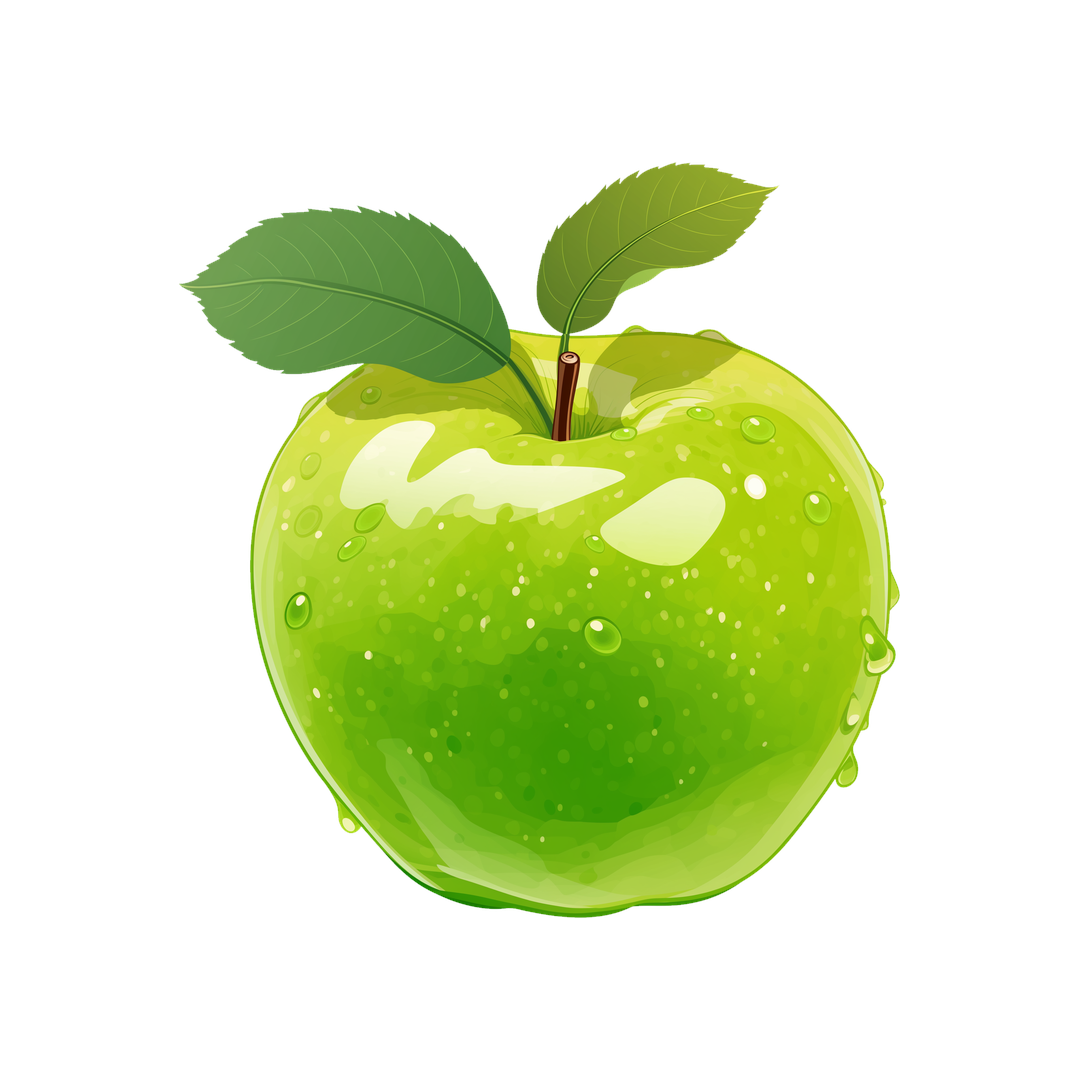 juicy green apple realistic clipart