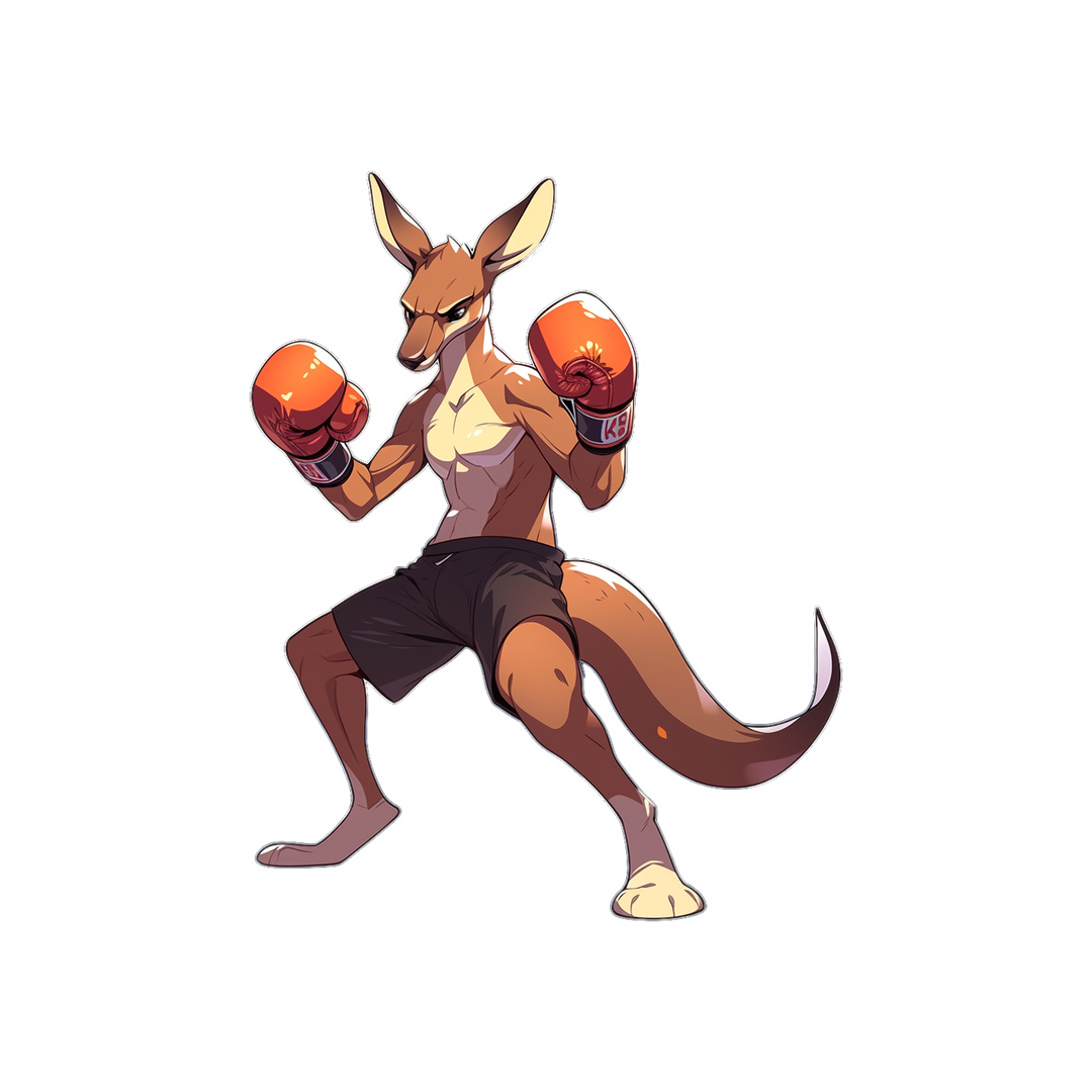 kangaroo with boxing gloves sticker