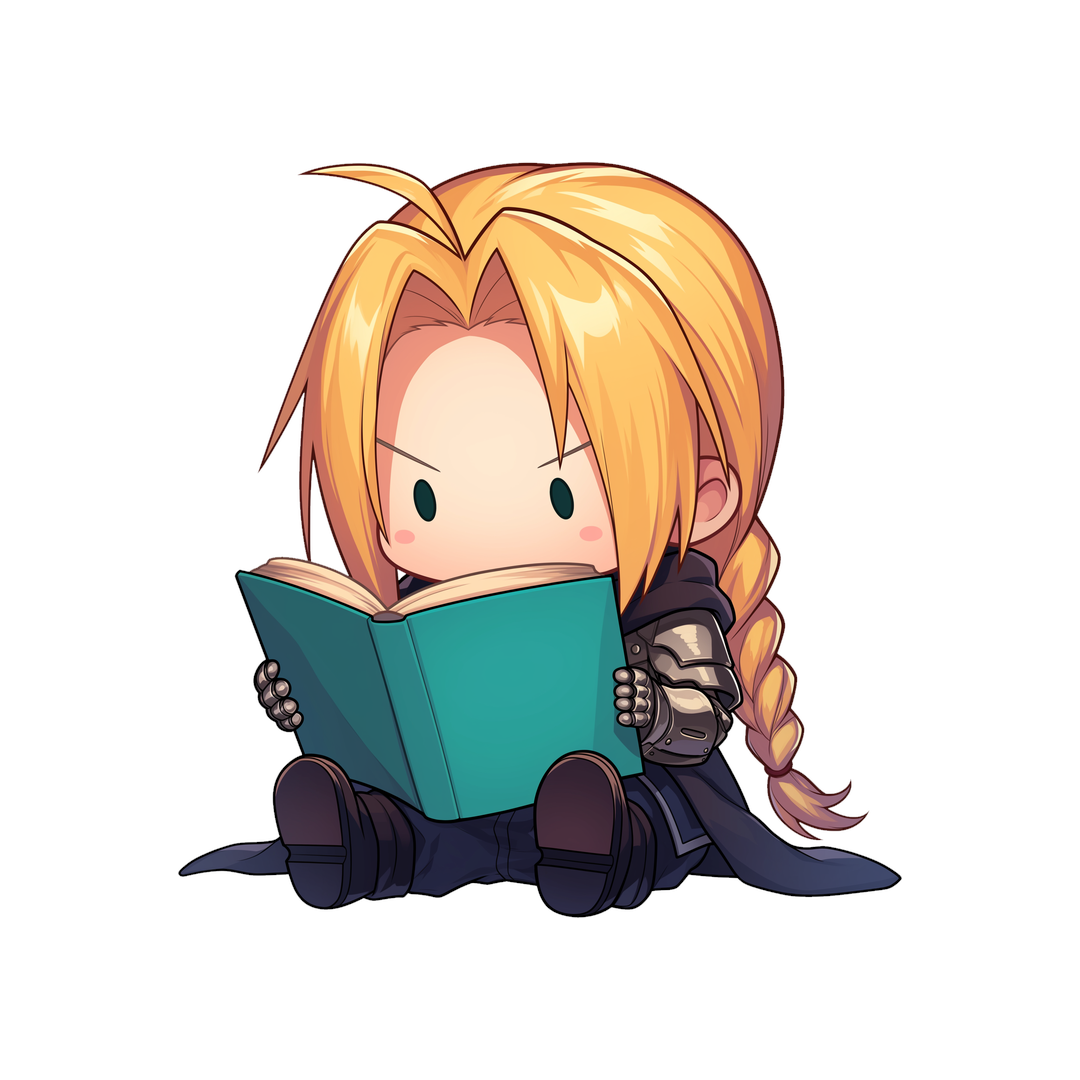 kawai edward elric reading book sticker