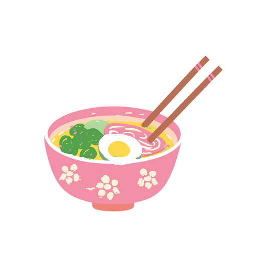 kawaii ramen bowl with chopsticks pastel sticker