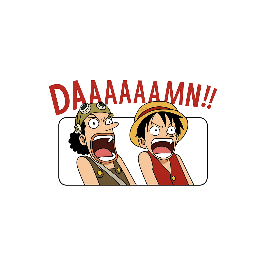luffy usopp daaamn one piece sticker