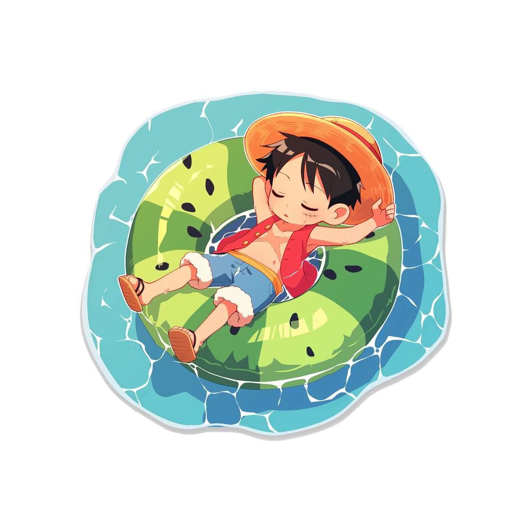 luffy watermelon floatie sleeping sticker