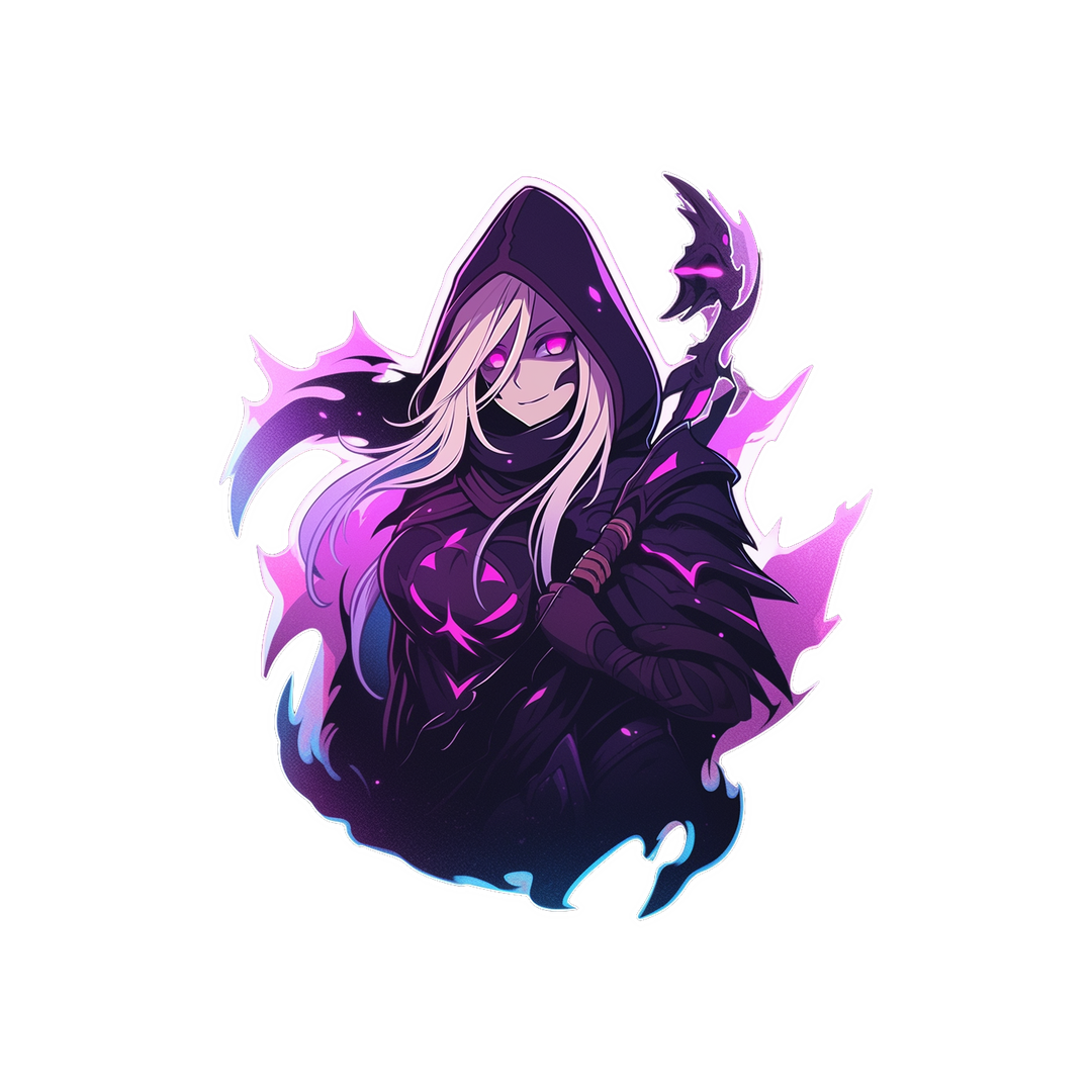 magical anime girl with staff purple sticker