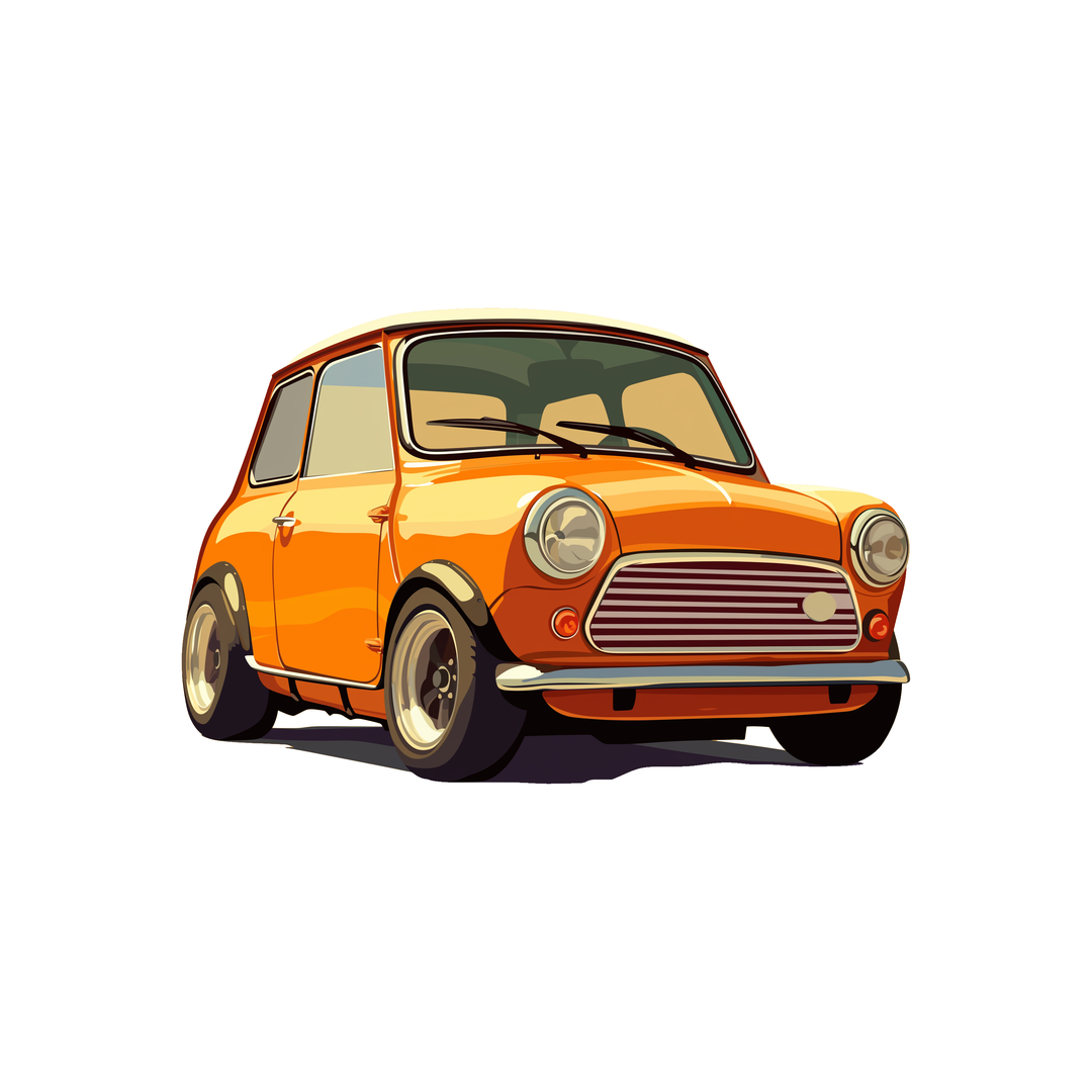 mini cooper orange classic car sticker