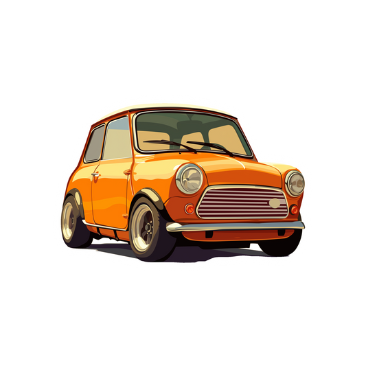 mini cooper orange classic car sticker