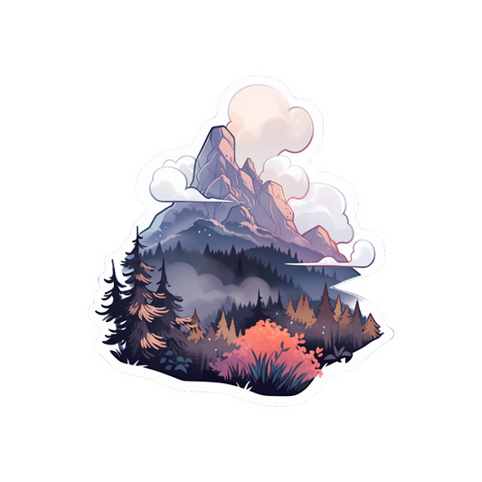 misty forest in the mountains sticker