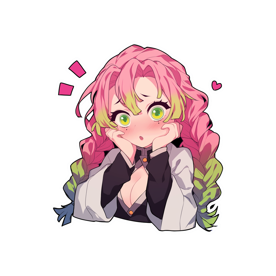 mitsuri kanroji blushing demon slayer sticker